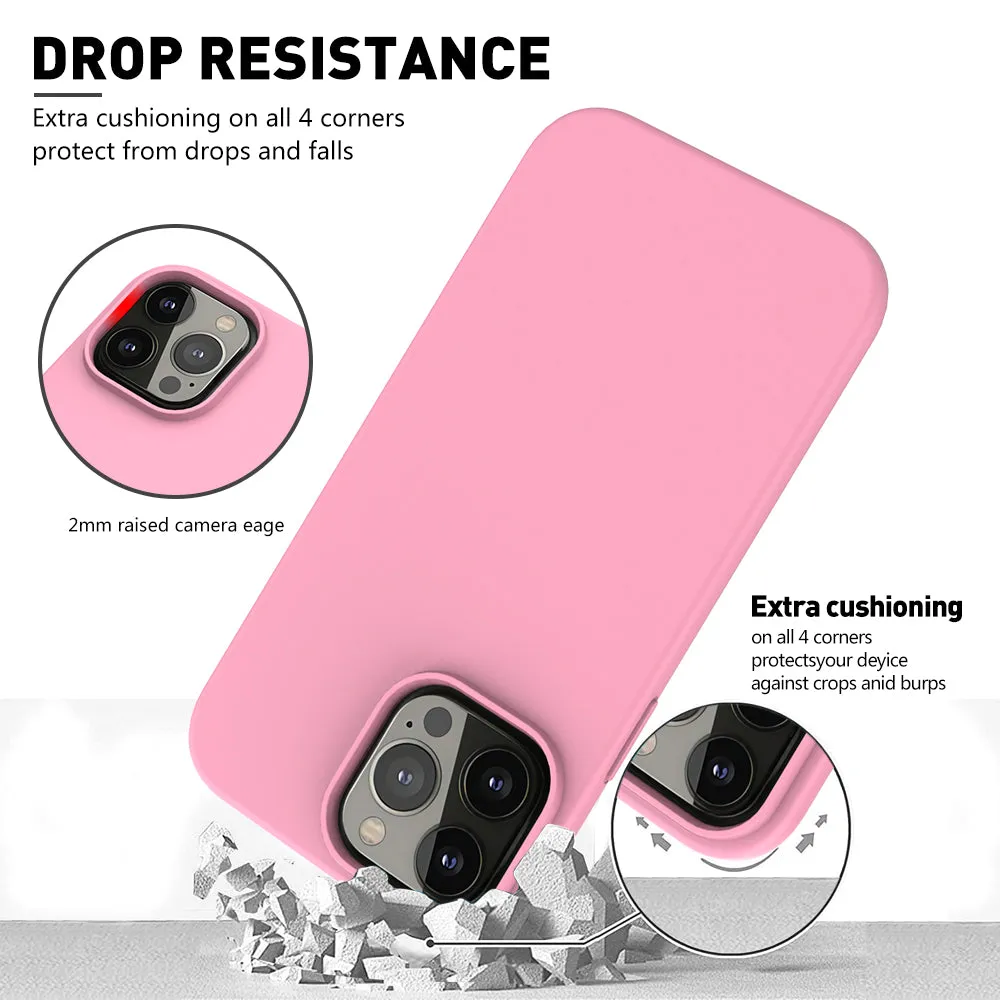 For Apple iPhone 12 Pro Max Case with Built-in Screen Protector,Rugged PC Front Cover   Soft TPU Non-Slip Cover, Shockproof Full-Body Protective Case Cover - Pink