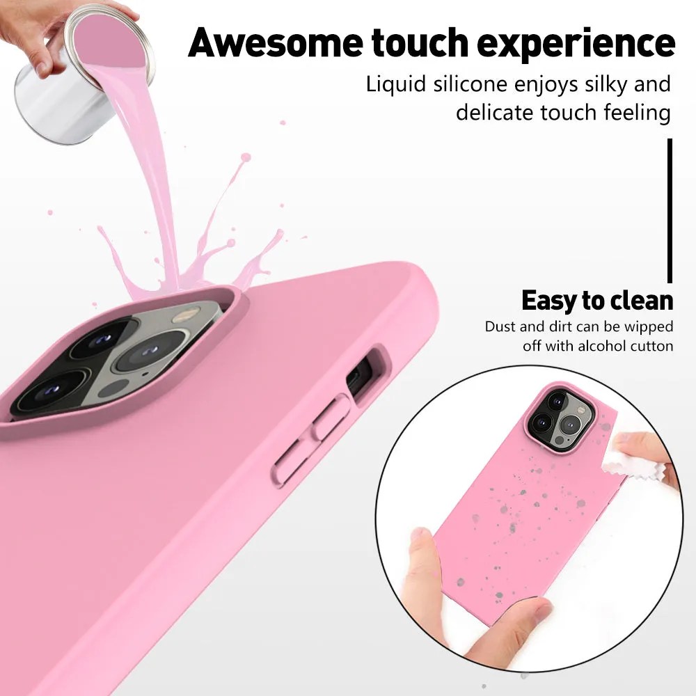 For Apple iPhone 12 Pro Max Case with Built-in Screen Protector,Rugged PC Front Cover   Soft TPU Non-Slip Cover, Shockproof Full-Body Protective Case Cover - Pink