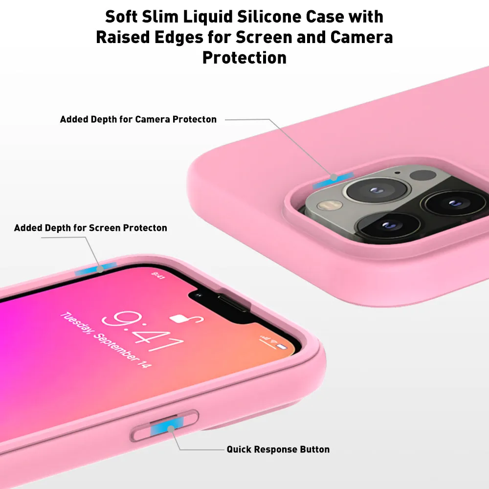 For Apple iPhone 12 Pro Max Case with Built-in Screen Protector,Rugged PC Front Cover   Soft TPU Non-Slip Cover, Shockproof Full-Body Protective Case Cover - Pink