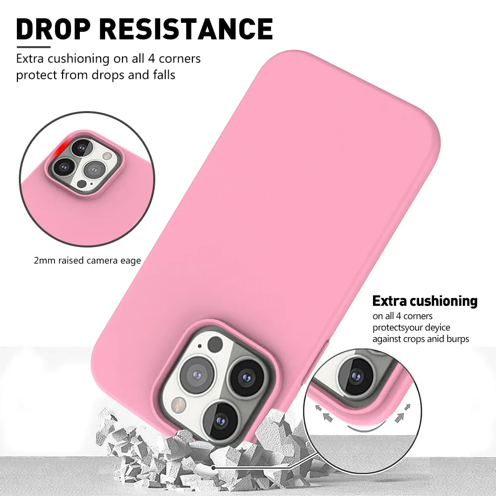 For Apple iPhone 13 Pro Case with Built-in Screen Protector,Rugged PC Front Cover   Soft TPU Non-Slip Cover, Shockproof Full-Body Protective Case Cover - Pink