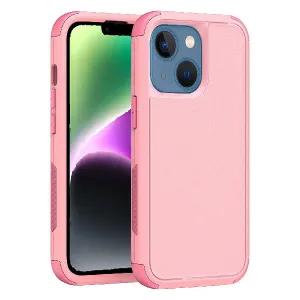 For Apple iPhone 14 3in1 Case Drop Resistant Defender Tradies Hybrid Armor Heavy Duty Rugged Shockproof Tough Cover (Pink)