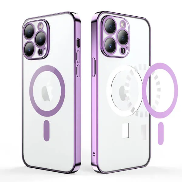 For Apple iPhone 14 Pro MagSafe Magnetic Case with HaloLock Shockproof Military Grade Protection Scratch Resistant Back Clear Protective Cover (Purple)