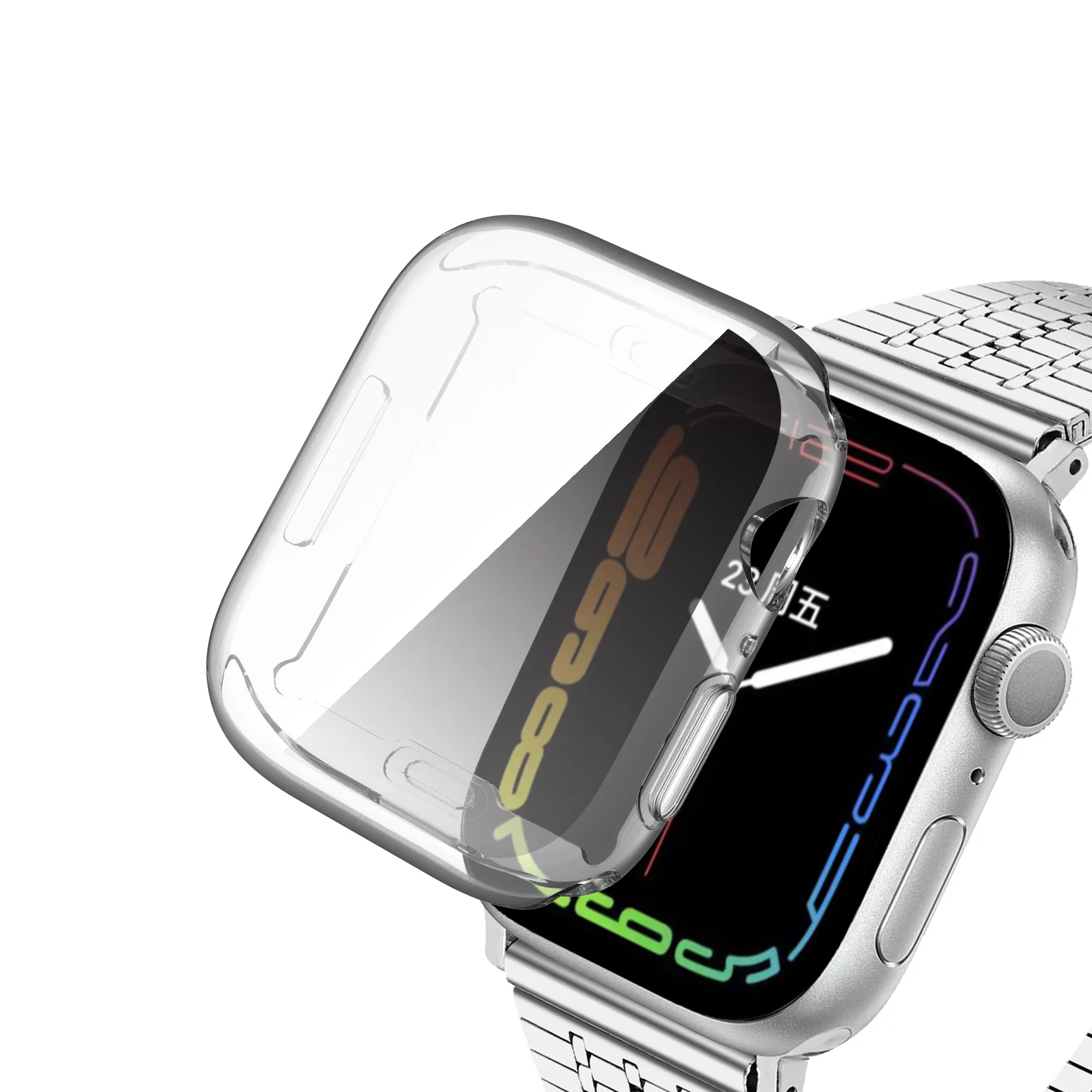 For Apple Watch iWatch Series 7 Full Soft Slim Case 41mm Cover Frame Protective TPU Soft - Clear