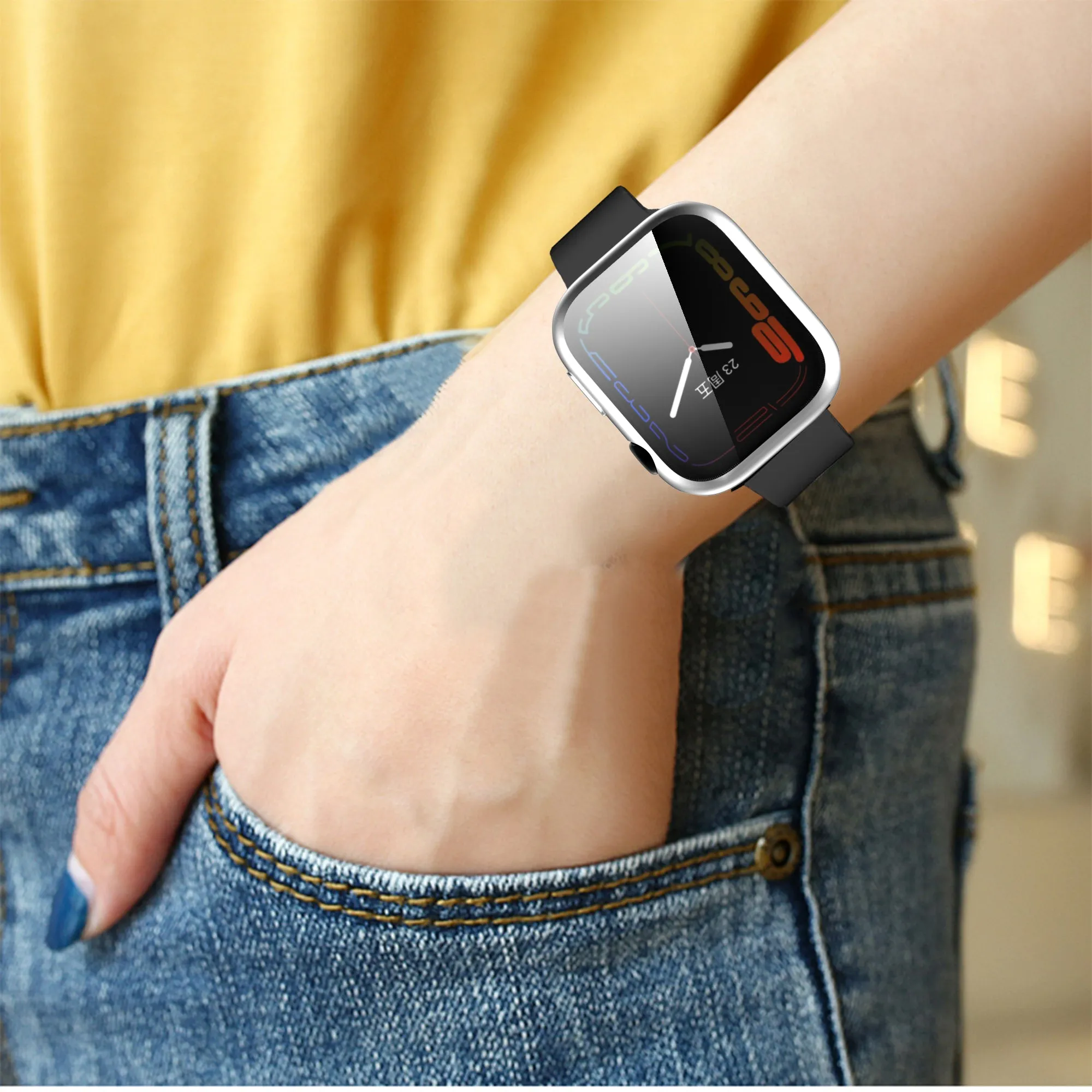 For Apple Watch iWatch Series 7 Full Soft Slim Case 41mm Cover Frame Protective TPU Soft - Silver
