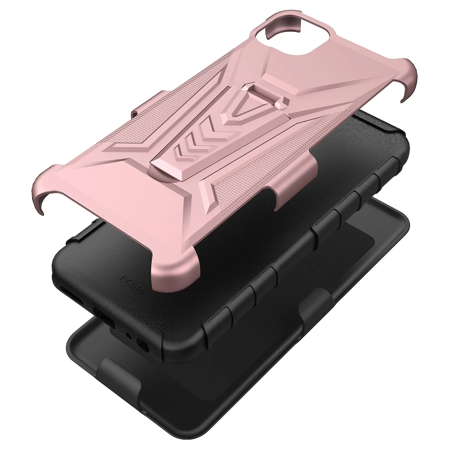For Boost Celero 5G Case with Tempered Glass Screen Protector Heavy Duty Protective Phone Case,Built-in Kickstand Rugged Shockproof Protective Phone Case - Rose Gold