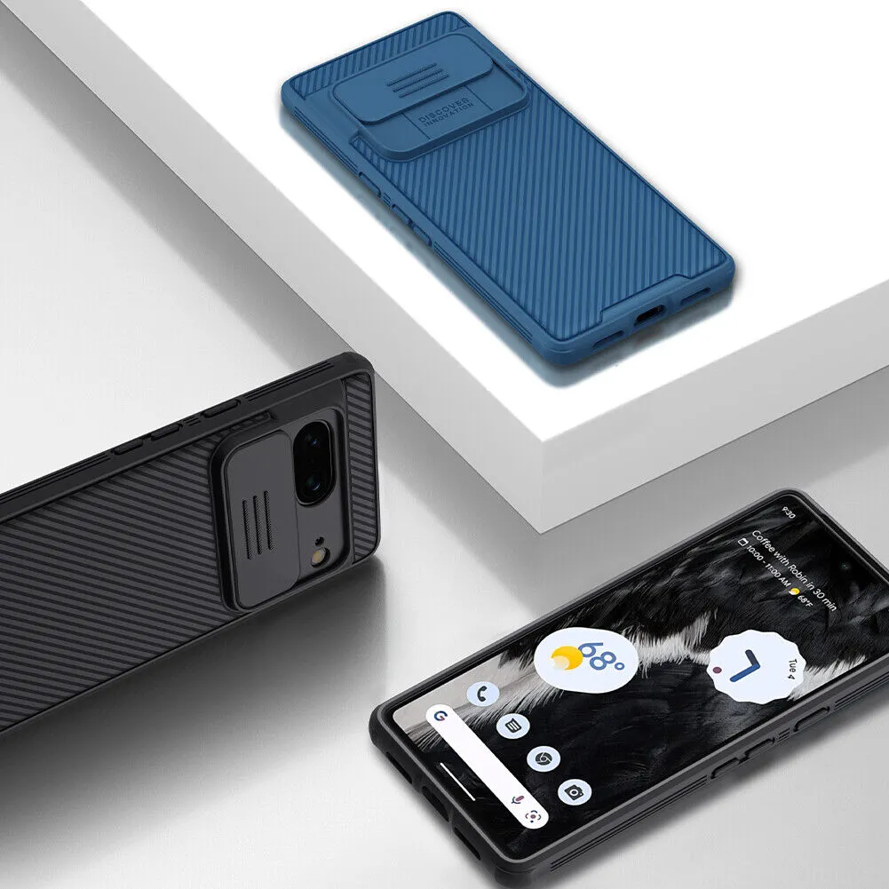 For Google Pixel 7 Pro Nillkin Case Shockproof Heavy Duty Rugged Anti Knock TPU Camera Slide Protector Tough Back Cover (Blue)