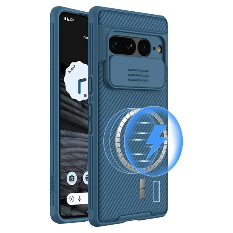 For Google Pixel 7 Pro Nillkin Case Shockproof Heavy Duty Rugged Anti Knock TPU Camera Slide Protector Tough Back Cover (Blue)