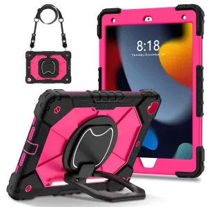For iPad 9th Gen 10.2" Case Kids Heavy Duty Shockproof Cover - Hot Pink - Black
