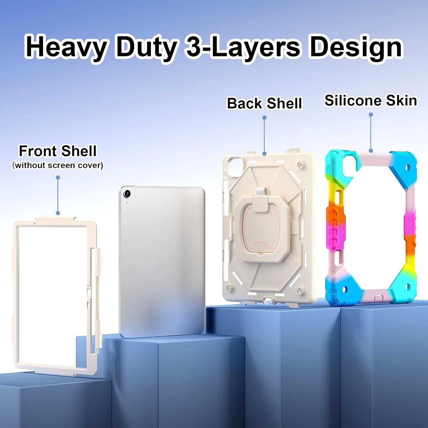 For iPad Air 4th Gen 10.9" Case Kids Heavy Duty Shockproof Cover - Blue - Black