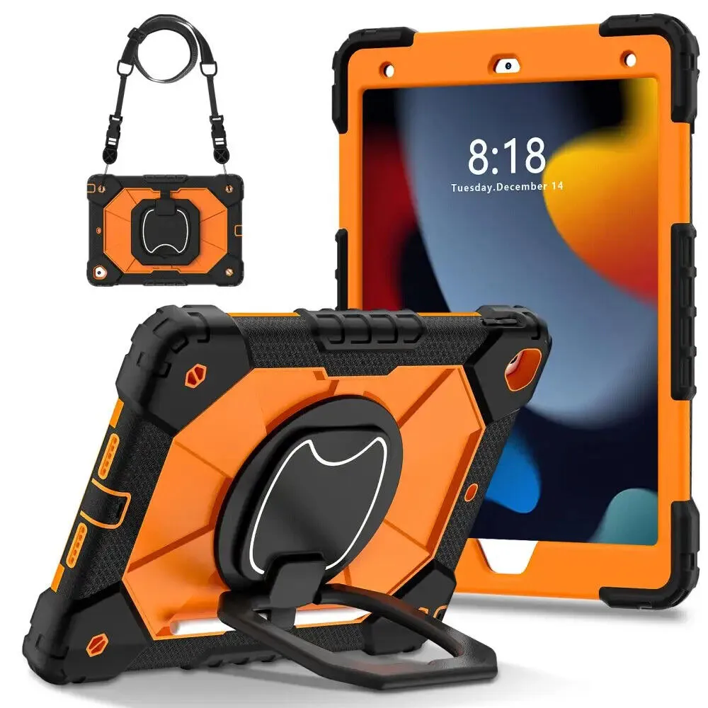 For iPad Air 4th Gen 10.9" Case Kids Heavy Duty Shockproof Cover - Orange - Black