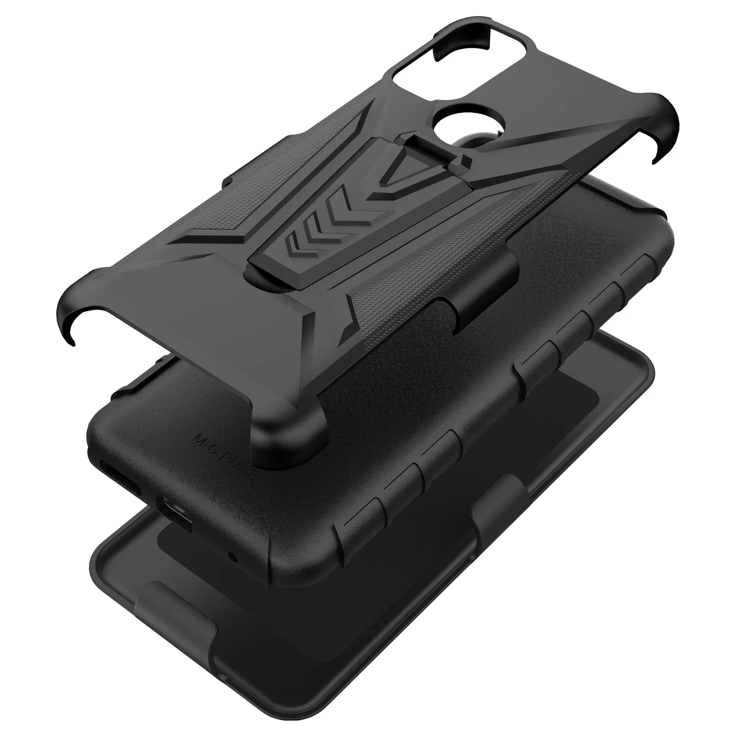For Motorola moto g Pure Case with Tempered Glass Screen Protector Heavy Duty Protective Phone Case,Built-in Kickstand Rugged Shockproof Protective Phone Case - Black