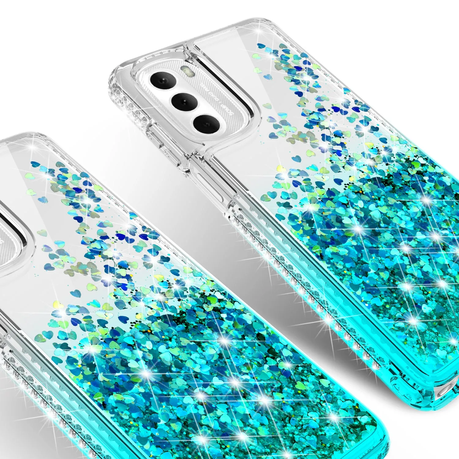 For Motorola moto g stylus 5G (2022) Case Liquid Glitter Phone Case Waterfall Floating Quicksand Bling Sparkle Cute Protective Girls Women Cover for Motorola moto g stylus 5G (2022) W/Temper Glass - Teal