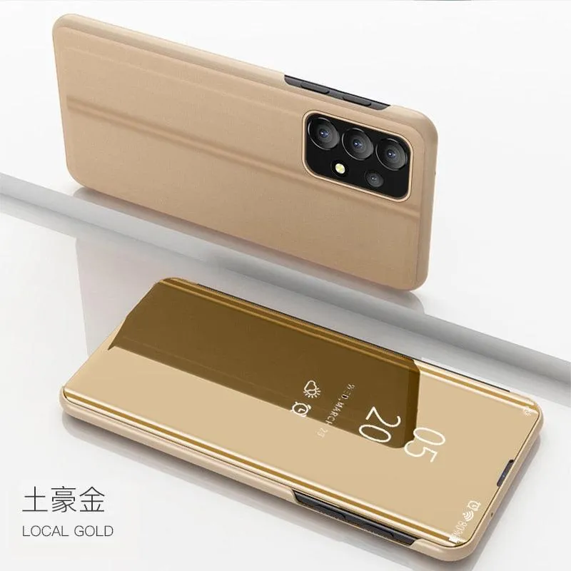 For Samsung A23 5G Case Luxury Smart Mirror Magnetic Flip Leather Kickstand Phone Case For Samsung Galaxy A33 A53 A73 Back Cover