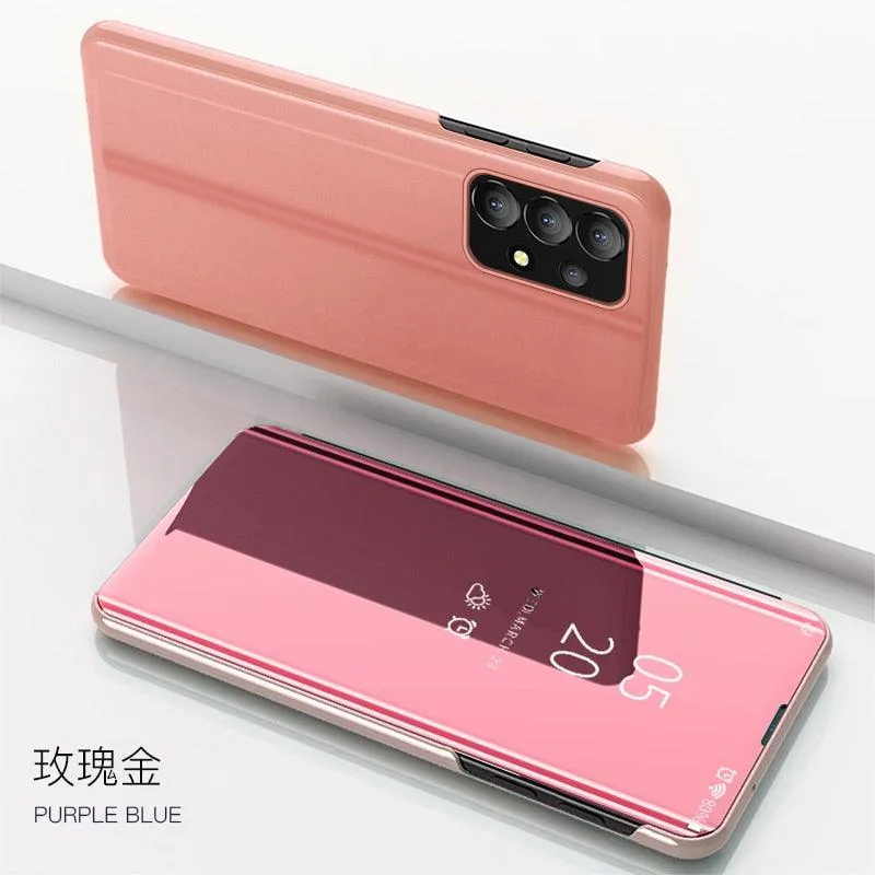 For Samsung A23 5G Case Luxury Smart Mirror Magnetic Flip Leather Kickstand Phone Case For Samsung Galaxy A33 A53 A73 Back Cover