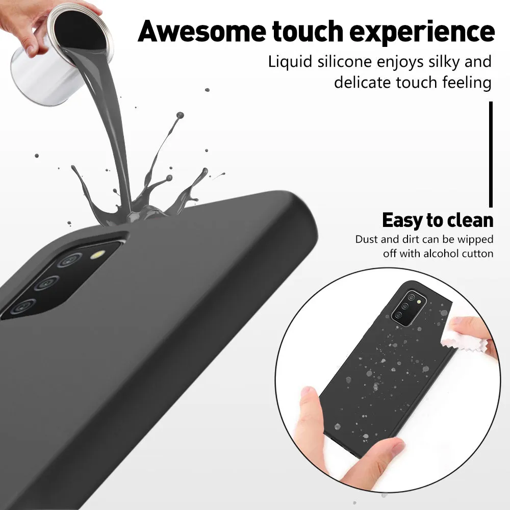 For Samsung Galaxy A02S Case with Built-in Screen Protector,Rugged PC Front Cover   Soft TPU Non-Slip Cover, Shockproof Full-Body Protective Case Cover - Black