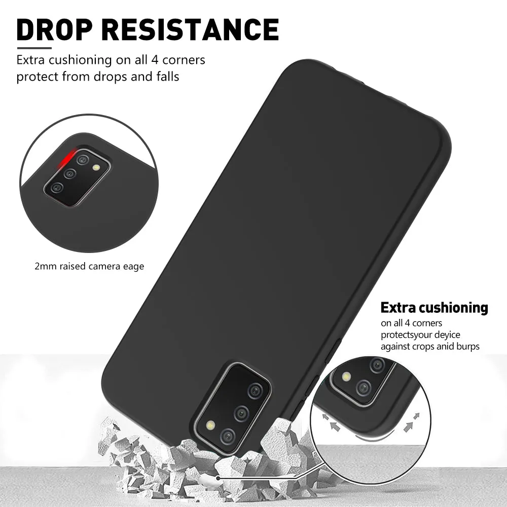 For Samsung Galaxy A02S Case with Built-in Screen Protector,Rugged PC Front Cover   Soft TPU Non-Slip Cover, Shockproof Full-Body Protective Case Cover - Black