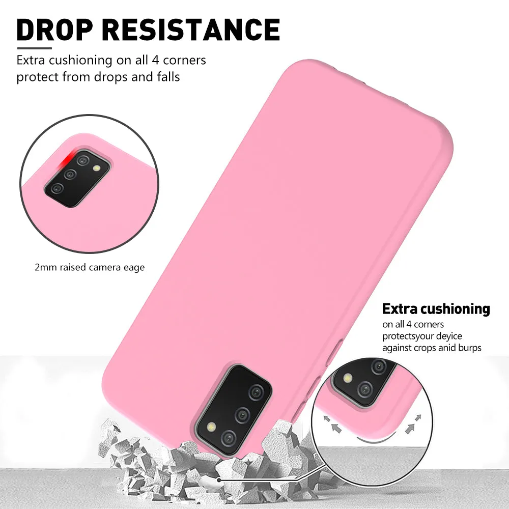 For Samsung Galaxy A02S Case with Built-in Screen Protector,Rugged PC Front Cover   Soft TPU Non-Slip Cover, Shockproof Full-Body Protective Case Cover - Pink