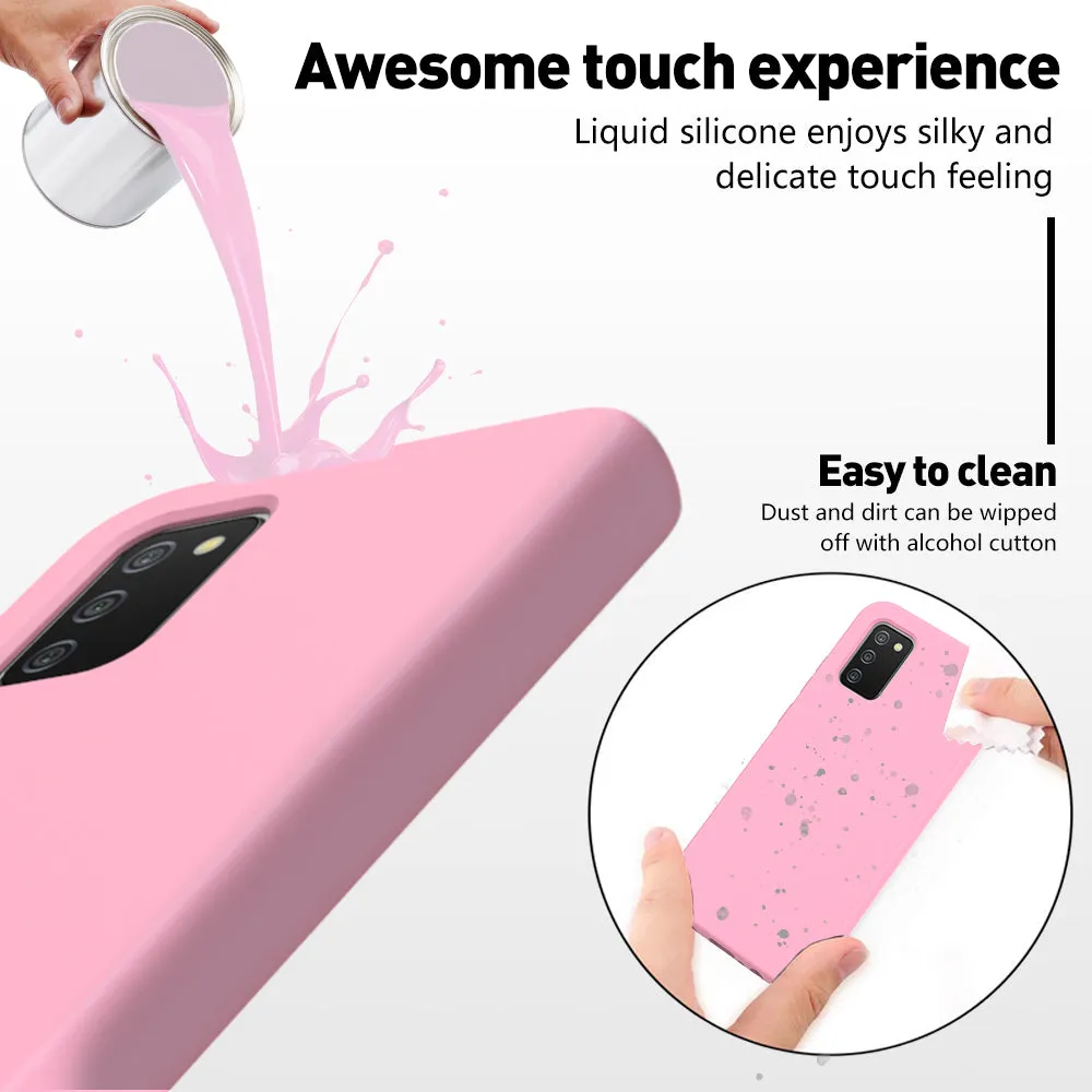 For Samsung Galaxy A02S Case with Built-in Screen Protector,Rugged PC Front Cover   Soft TPU Non-Slip Cover, Shockproof Full-Body Protective Case Cover - Pink