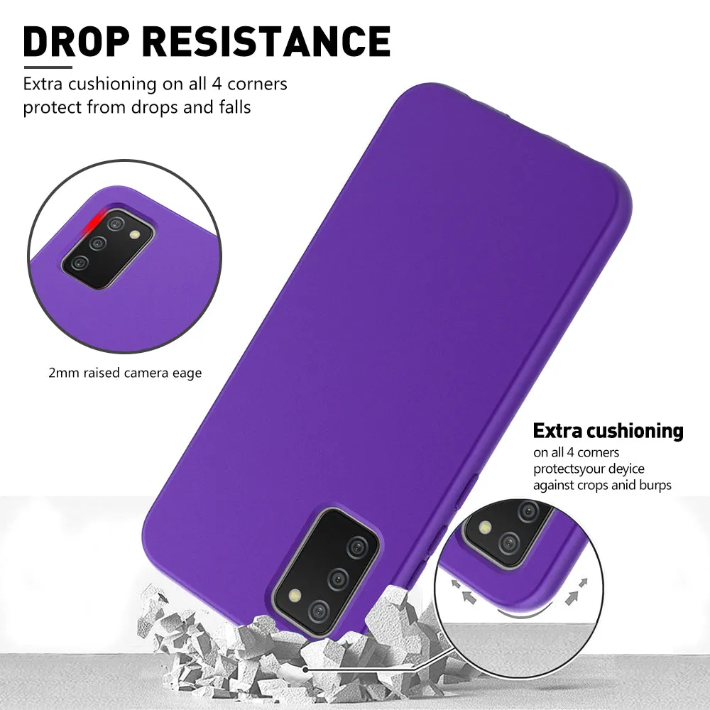 For Samsung Galaxy A02S Case with Built-in Screen Protector,Rugged PC Front Cover   Soft TPU Non-Slip Cover, Shockproof Full-Body Protective Case Cover - Purple