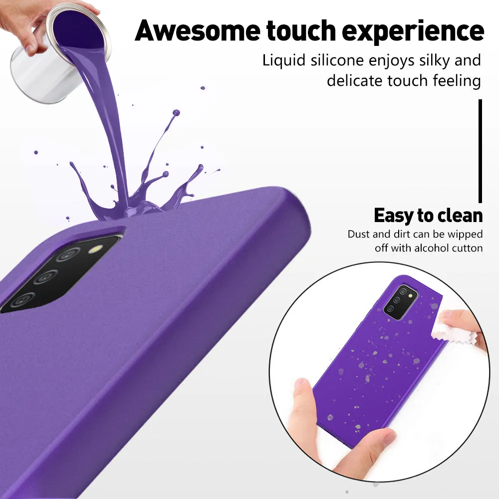 For Samsung Galaxy A02S Case with Built-in Screen Protector,Rugged PC Front Cover   Soft TPU Non-Slip Cover, Shockproof Full-Body Protective Case Cover - Purple