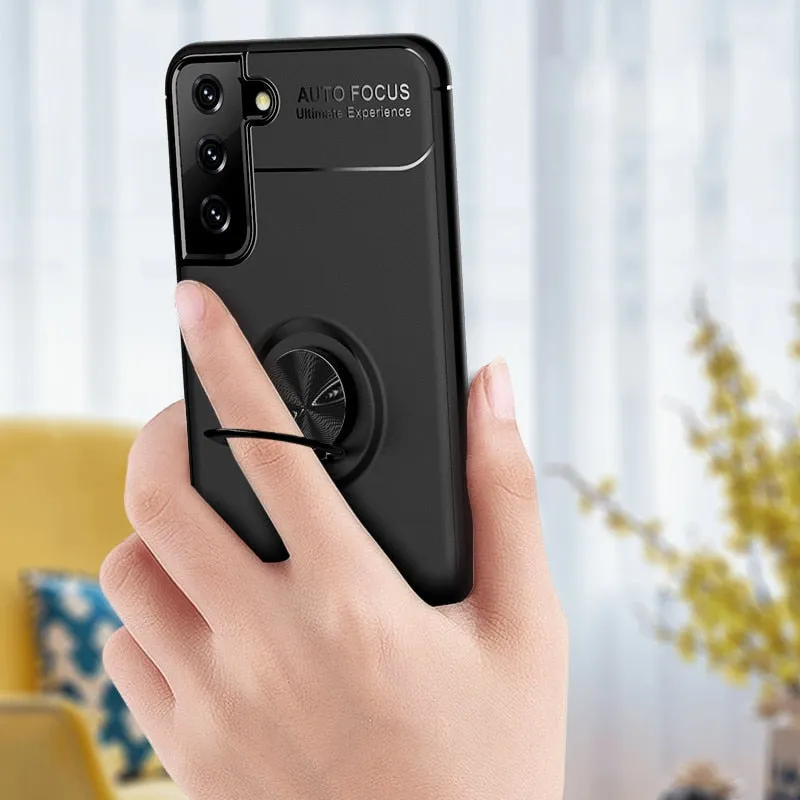 For Samsung Galaxy S21  Case Ring Holder Soft Silicone Matte Back Cover Phone Case For Samsung Galaxy S21 Plus Ultra