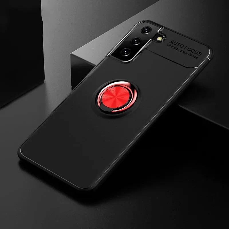For Samsung Galaxy S21  Case Ring Holder Soft Silicone Matte Back Cover Phone Case For Samsung Galaxy S21 Plus Ultra