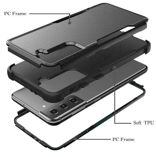 For Samsung Galaxy S21 FE 5G 3in1 Case Drop Resistant Adventure Tardis Hybrid Armor Heavy Duty Rugged Shockproof Tough Cover