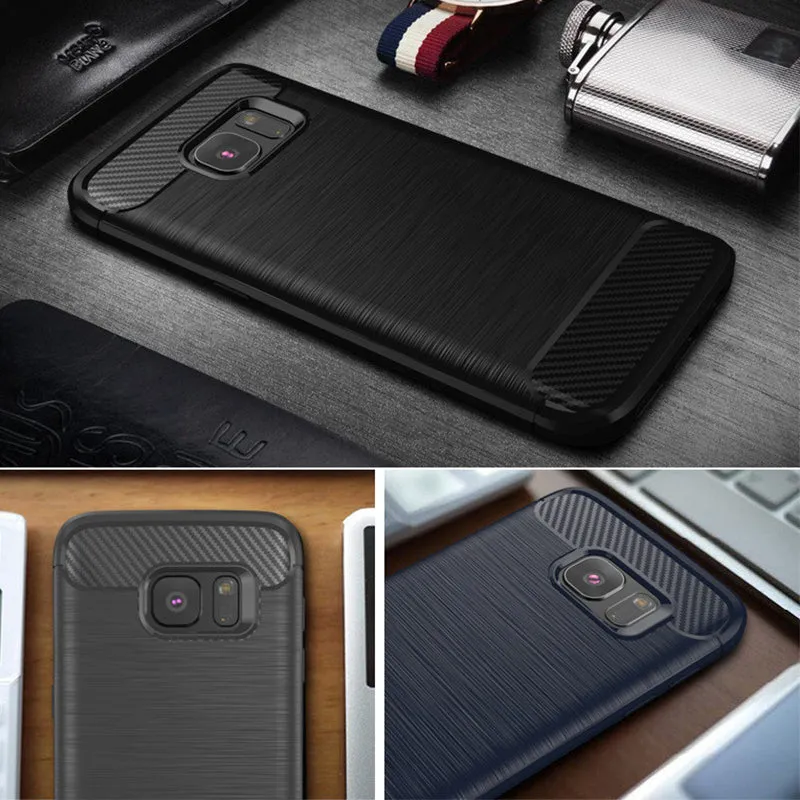 For Samsung Galaxy S7 S 7 Edge Case Carbon FIber Cover Shockproof Phone Case For Samsung S6 S 6 Edge Cover Full Protection Shell