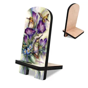 Friendship Hummingbirds Cell Phone Stand Wildlife Decor Wood Mobile Tablet Holder Charging Station Organizer - 892095-JB