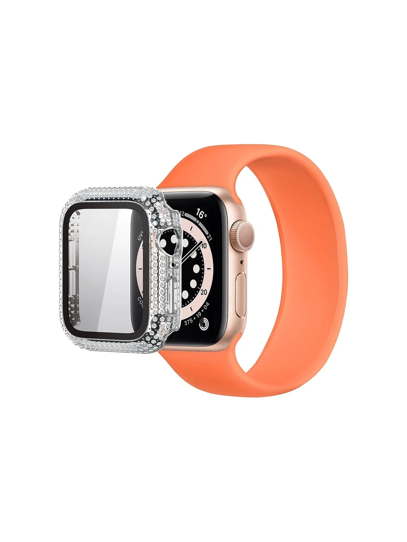 Full Bling Bumper Case with Glass for Apple Watch 40mm-Transparent