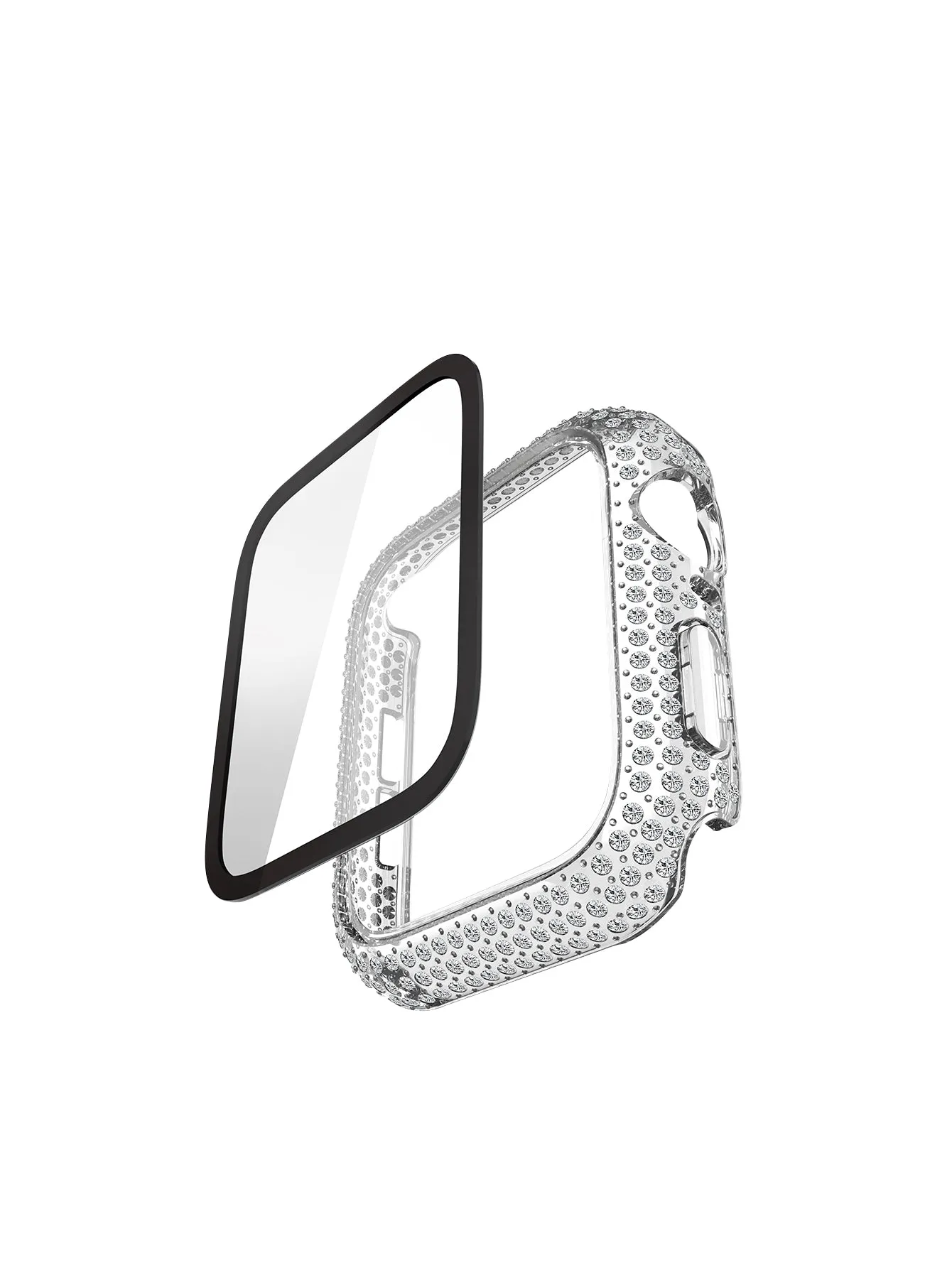 Full Bling Bumper Case with Glass for Apple Watch 40mm-Transparent