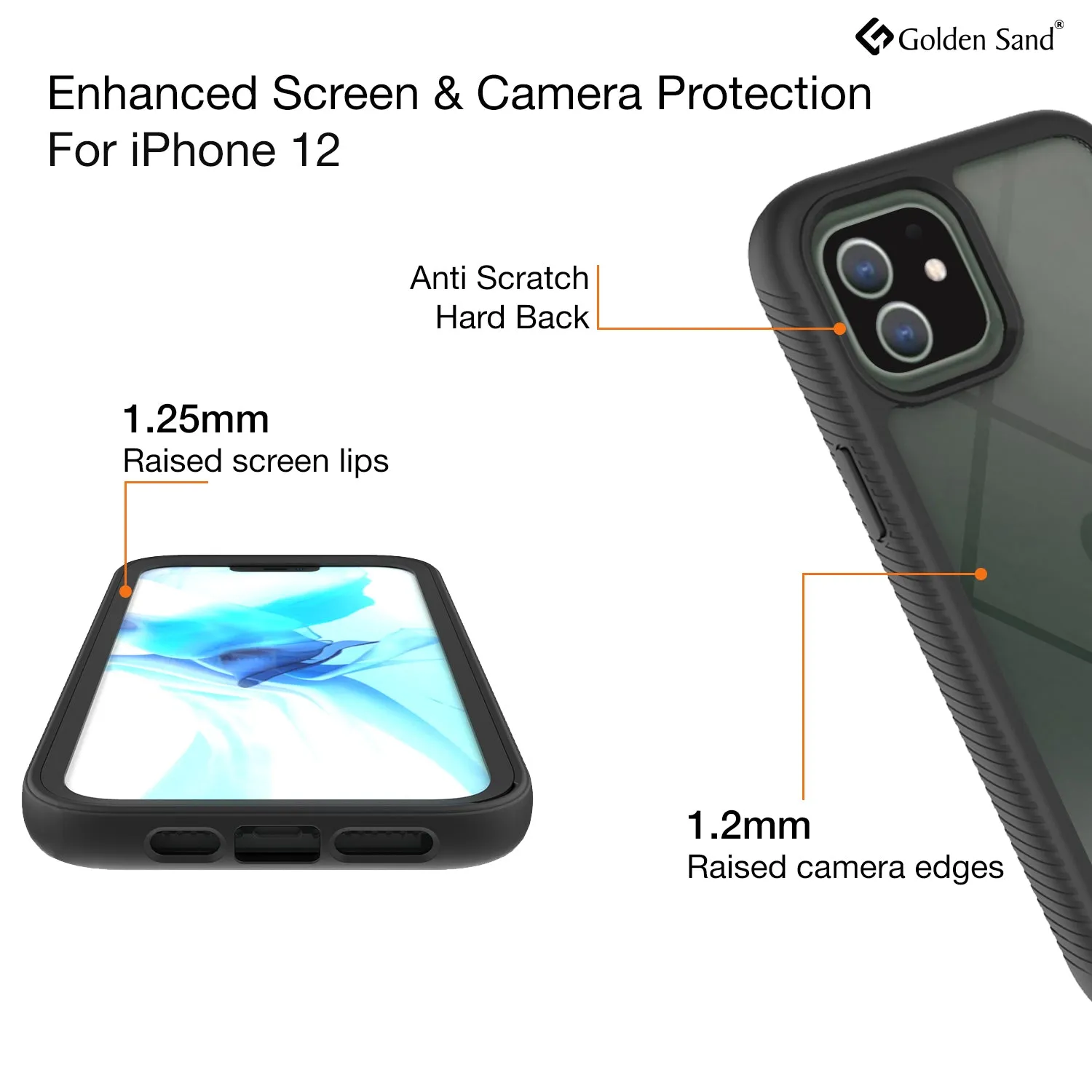 Full Body Pro Series Dual Layer Transparent Hybrid Back Cover for Apple iPhone 12, Black