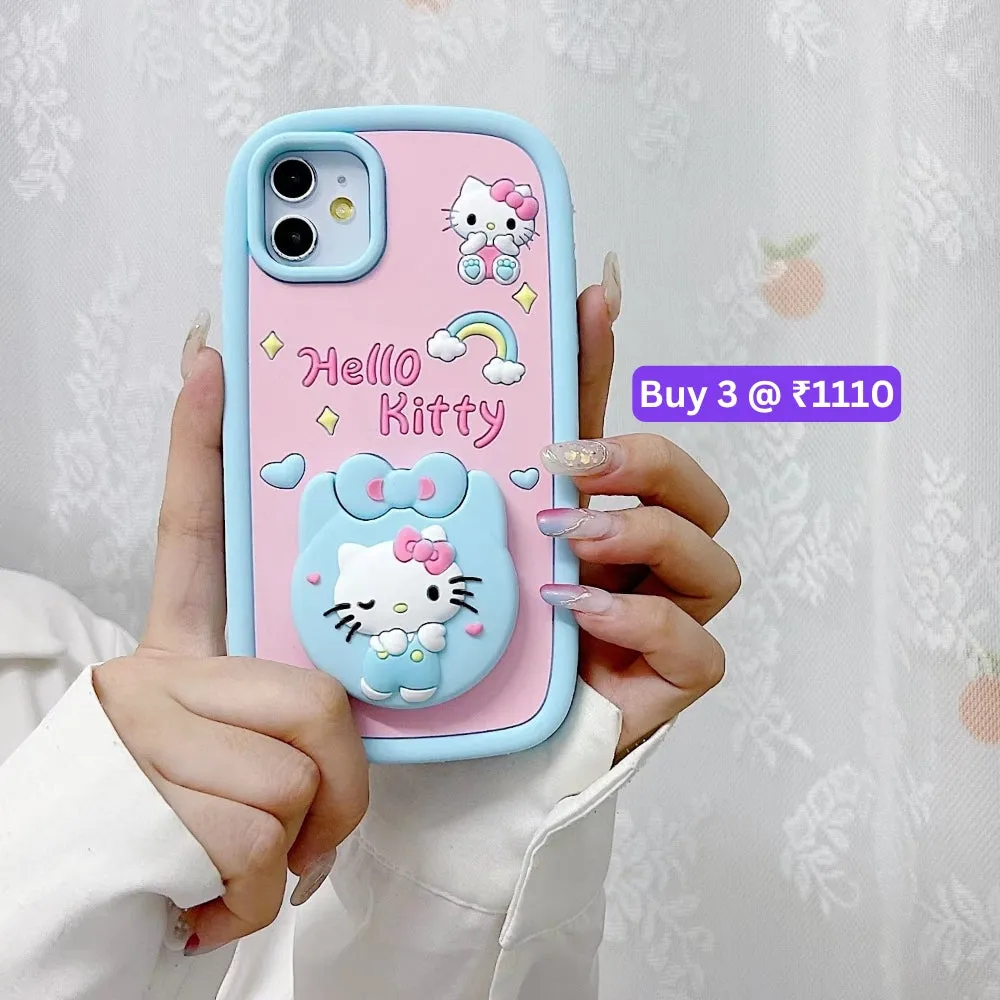 Full Protective Bow Cat Doll Flip Mirror Phone Case - iPhone 12 Pro