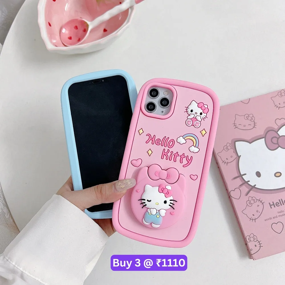 Full Protective Bow Cat Doll Flip Mirror Phone Case - iPhone 12 Pro