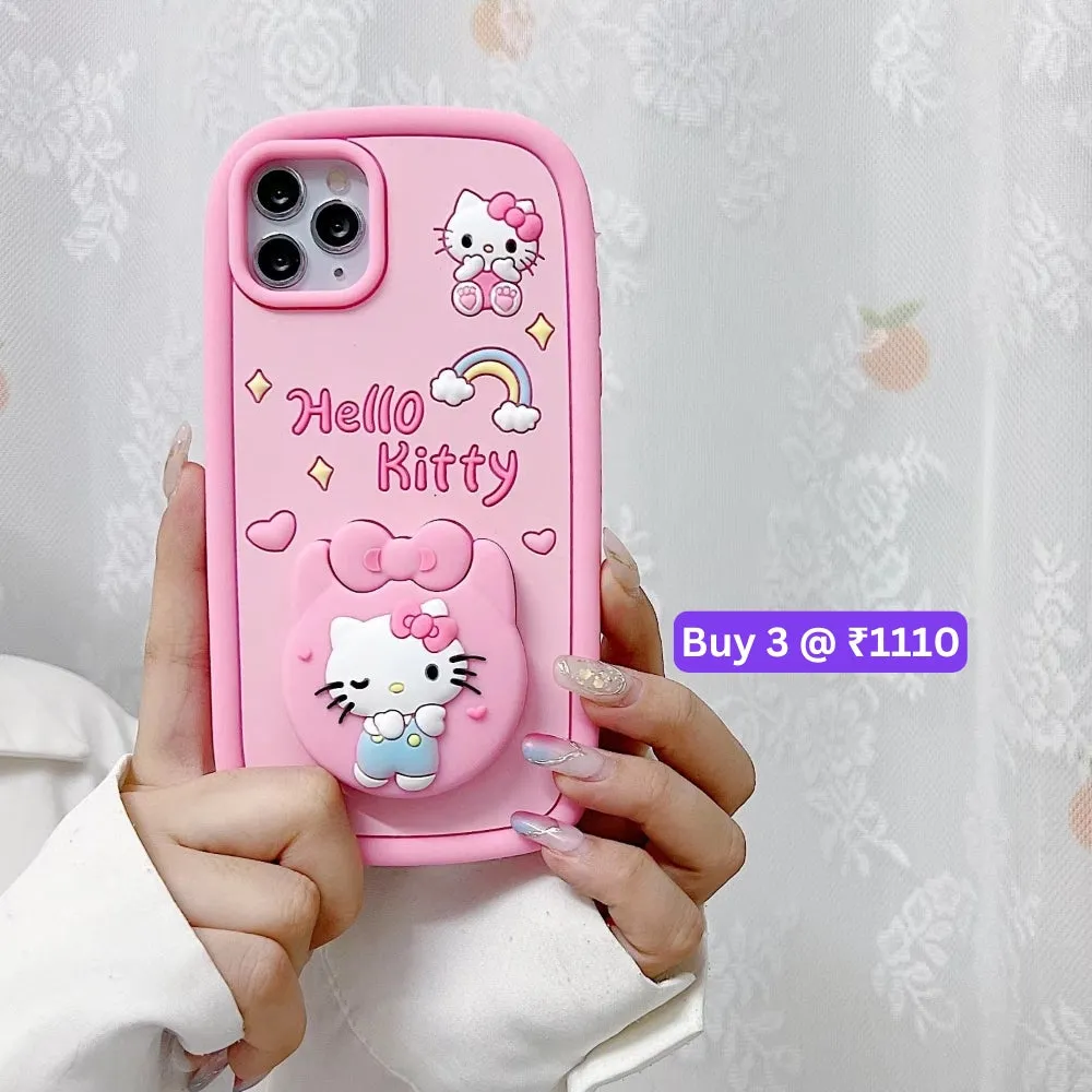 Full Protective Bow Cat Doll Flip Mirror Phone Case - iPhone 12 Pro