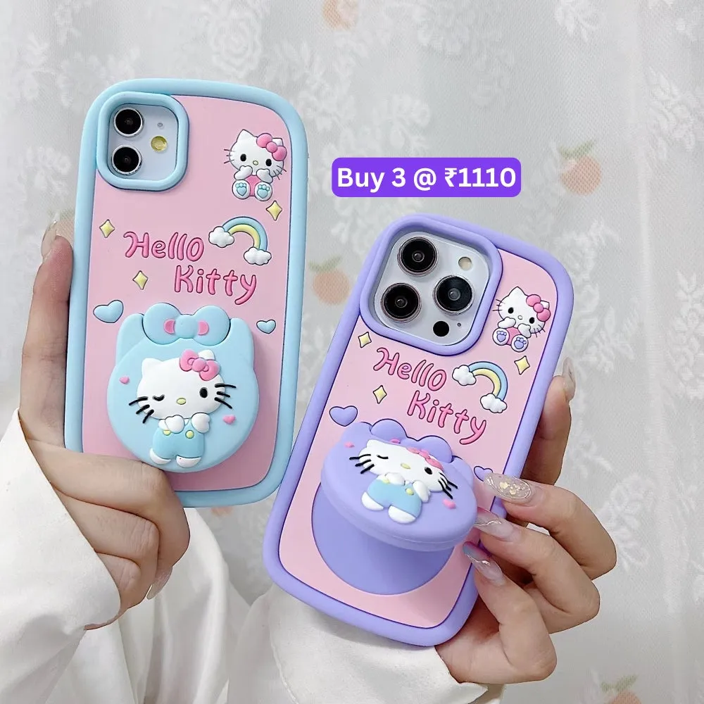 Full Protective Bow Cat Doll Flip Mirror Phone Case - iPhone 12 Pro