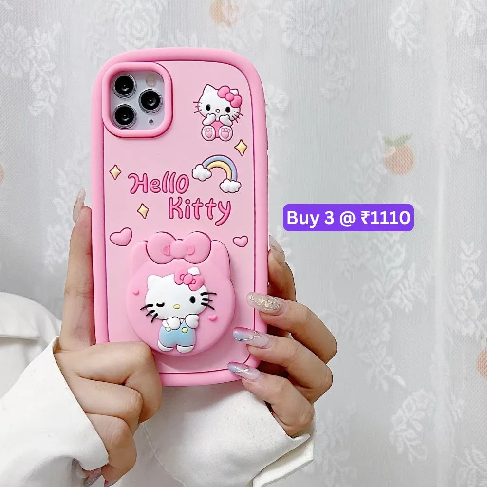 Full Protective Bow Cat Doll Flip Mirror Phone Case - iPhone 12 Pro