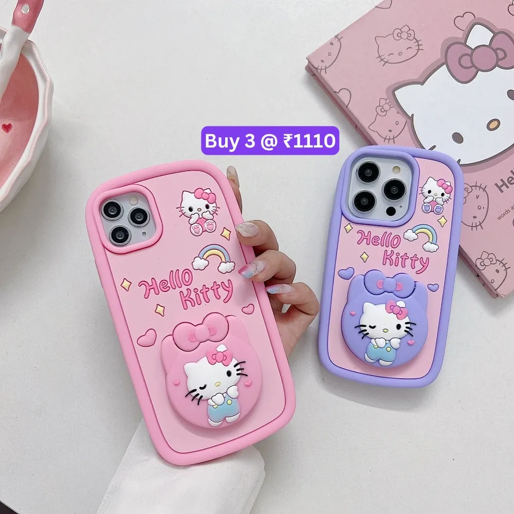 Full Protective Bow Cat Doll Flip Mirror Phone Case - iPhone 12 Pro