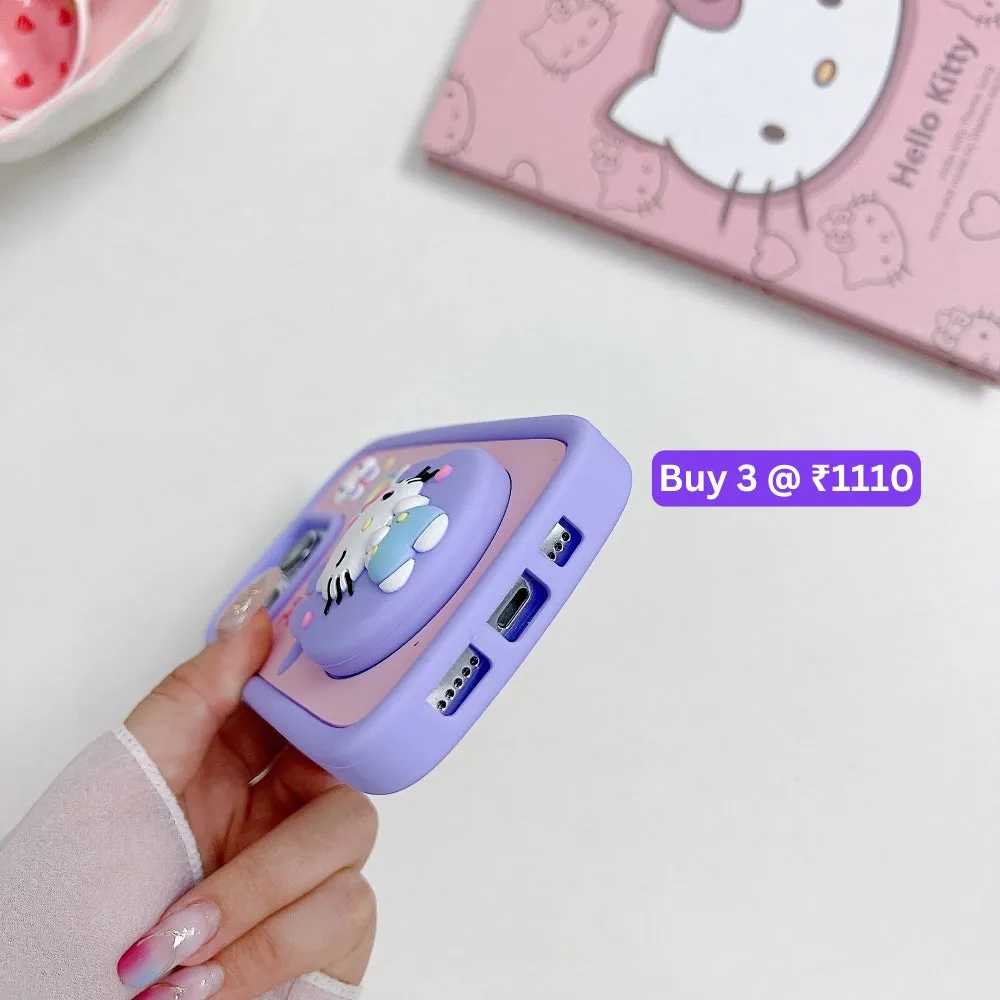 Full Protective Bow Cat Doll Flip Mirror Phone Case - iPhone 12 Pro