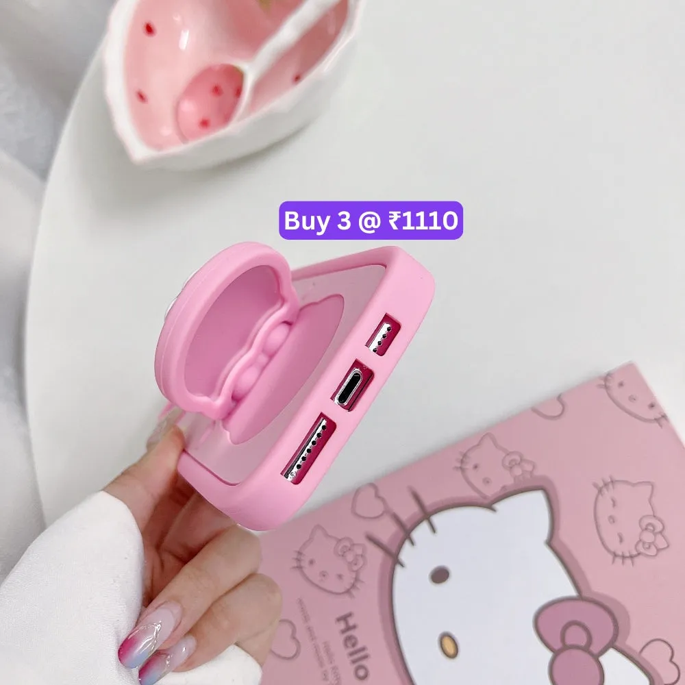 Full Protective Bow Cat Doll Flip Mirror Phone Case - iPhone 15 Pro Max