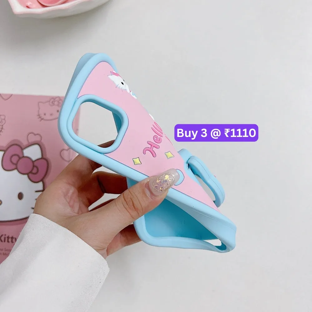 Full Protective Bow Cat Doll Flip Mirror Phone Case - iPhone 15 Pro Max
