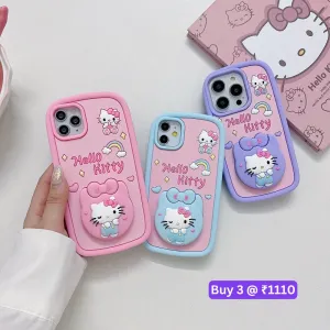 Full Protective Bow Cat Doll Flip Mirror Phone Case - iPhone 15 Pro