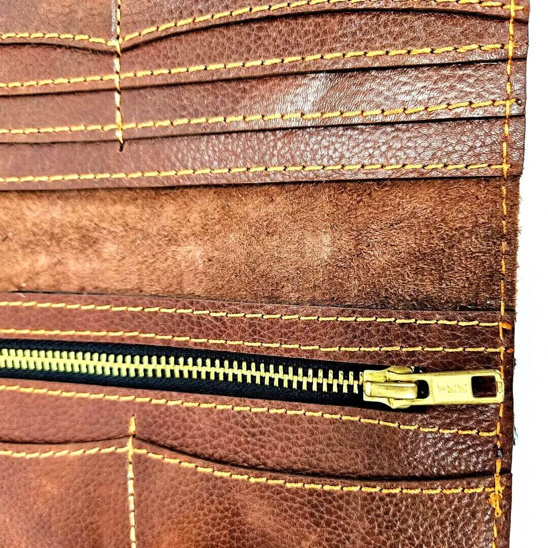 GAC STOP 100% Full Grain Leather Wallet Brown