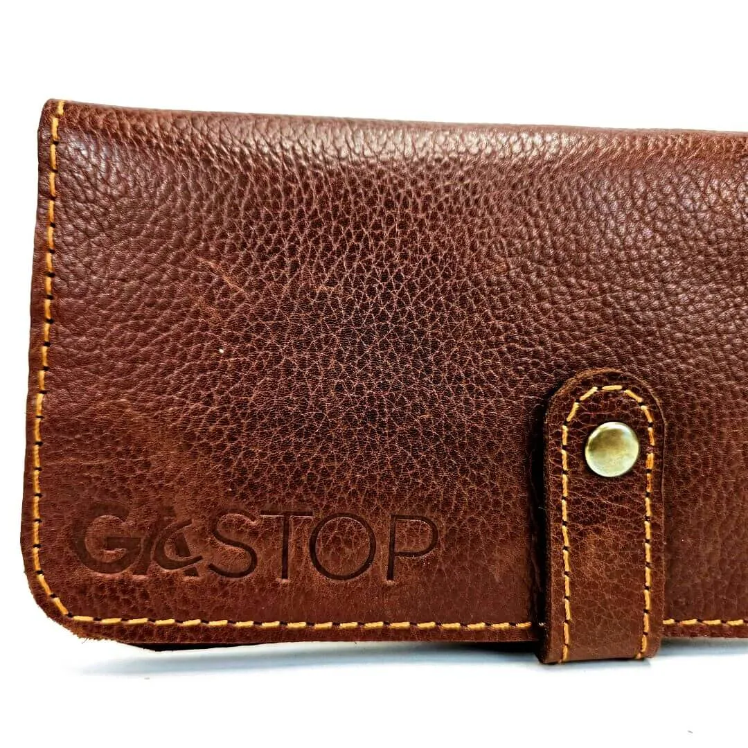 GAC STOP 100% Full Grain Leather Wallet Brown