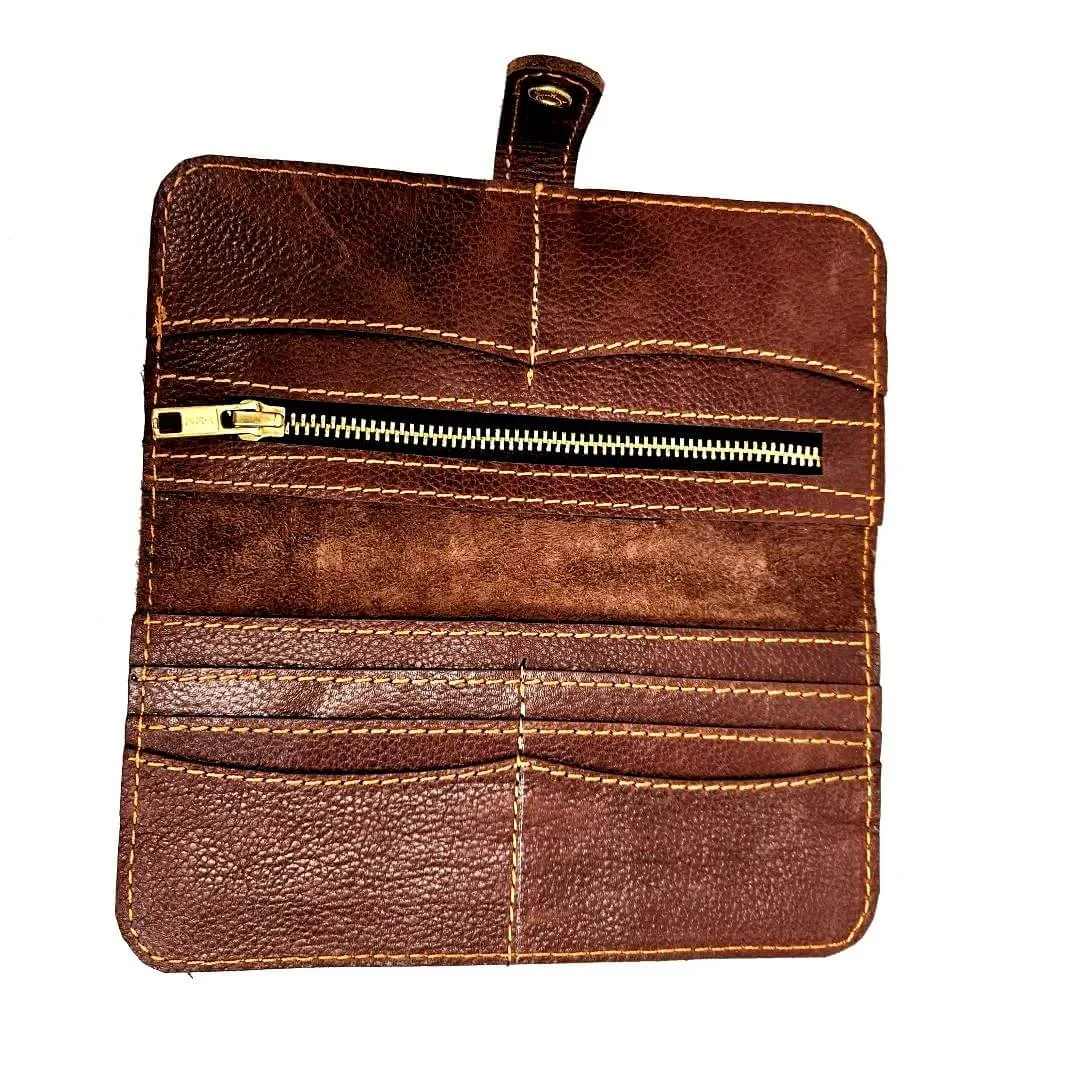 GAC STOP 100% Full Grain Leather Wallet Brown