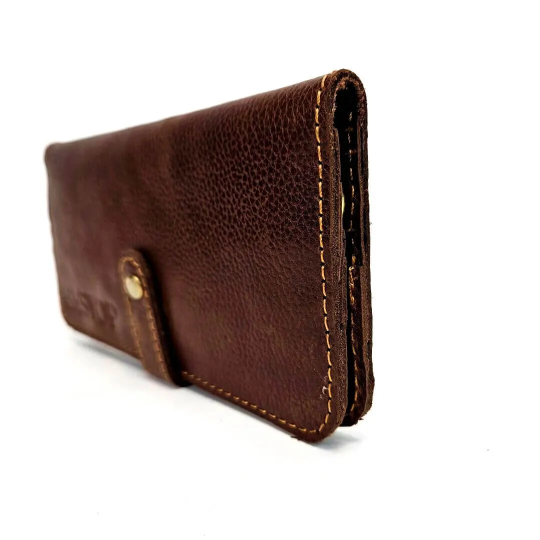 GAC STOP 100% Full Grain Leather Wallet Brown