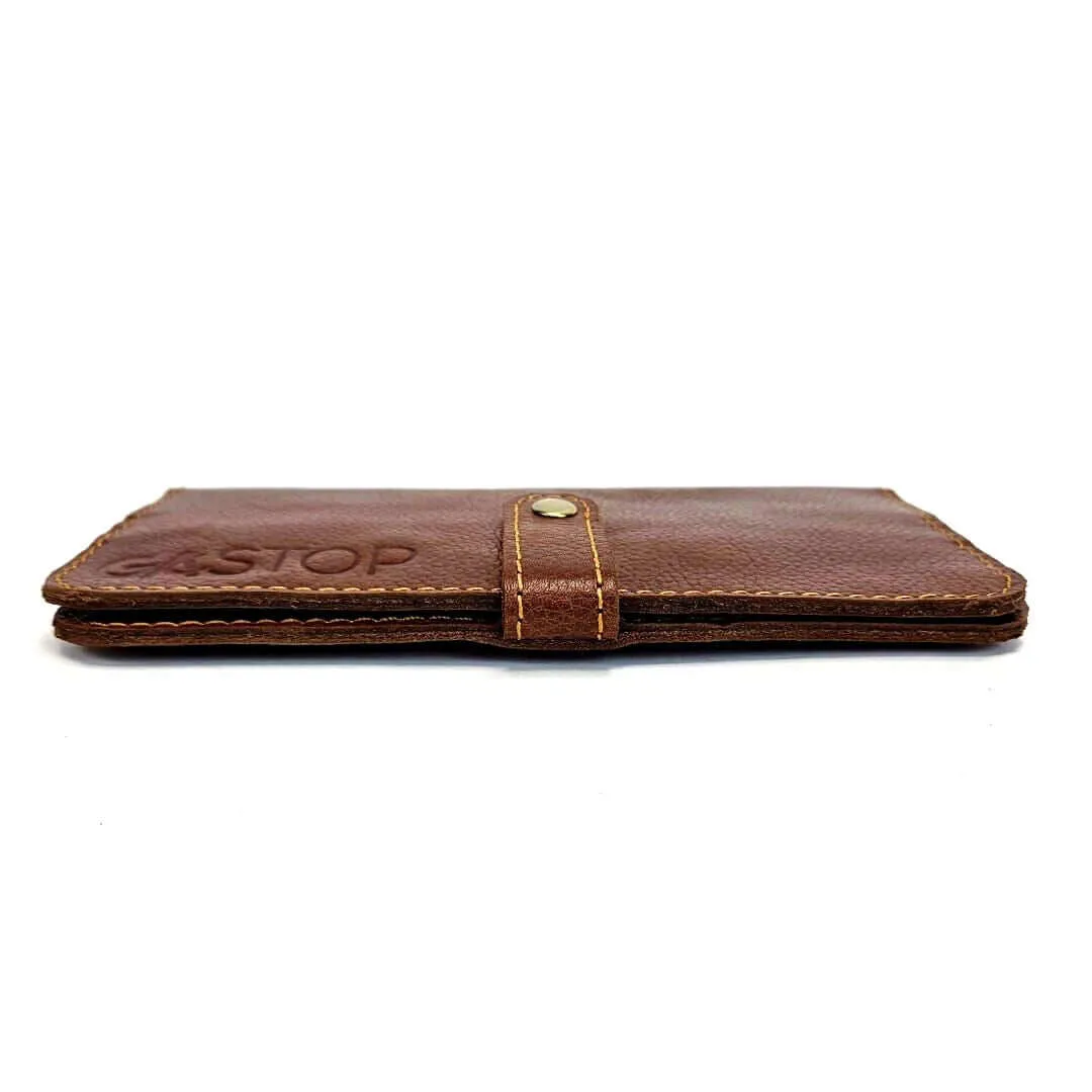 GAC STOP 100% Full Grain Leather Wallet Brown