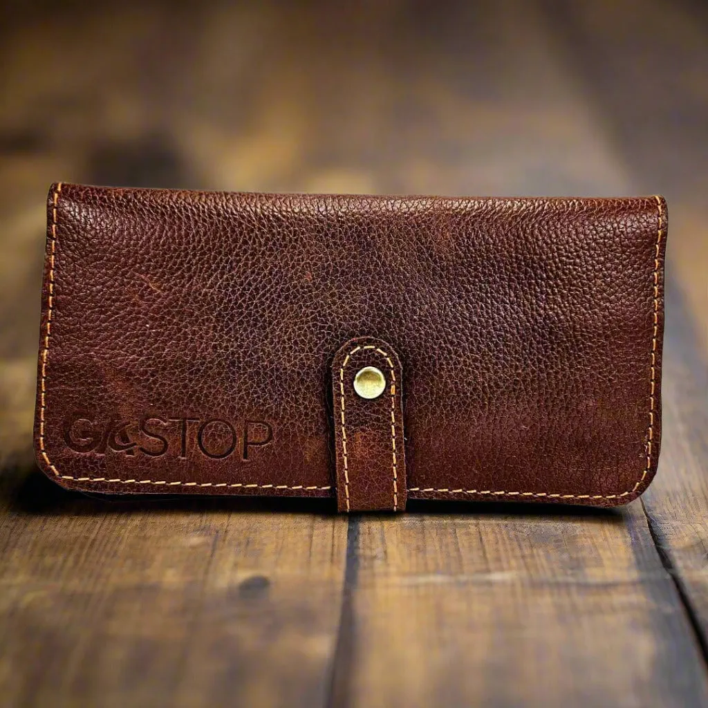 GAC STOP 100% Full Grain Leather Wallet Brown