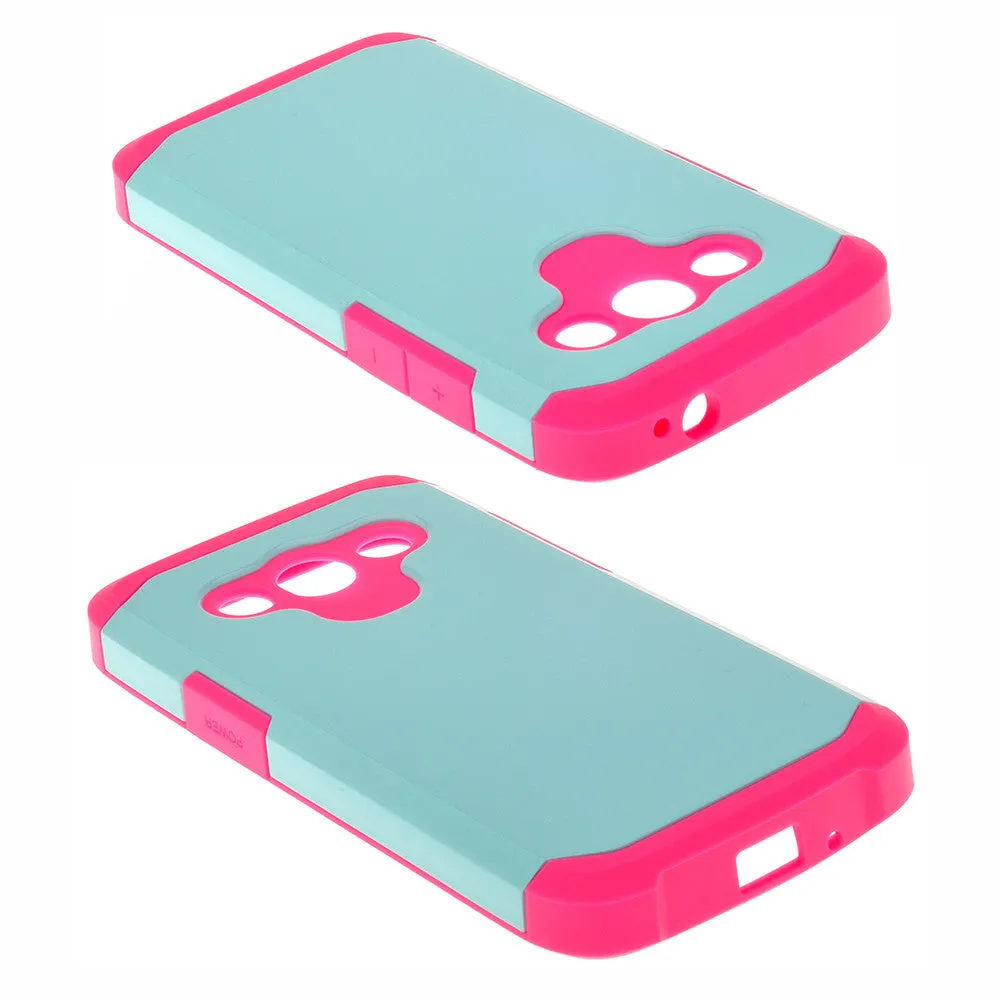 Galaxy Avant Case, [Impact Resistant] Slim Hybrid Dual Layer Armor Defender Protective Case Cover for Galaxy Avant/G386T - Teal/Hot Pink
