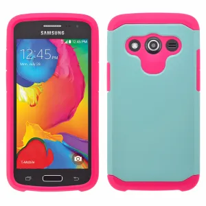 Galaxy Avant Case, [Impact Resistant] Slim Hybrid Dual Layer Armor Defender Protective Case Cover for Galaxy Avant/G386T - Teal/Hot Pink